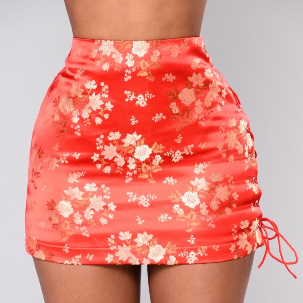 Fashion Nova Midnight Chinatown Satin Skirt